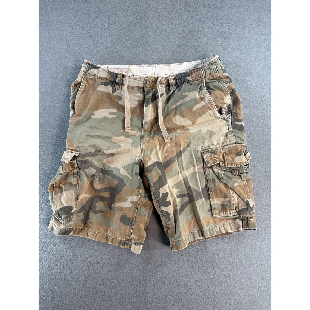 Y2K American Eagle Outfitters Camo Cargo Shorts Mens 33 Green Fit 11 Inseam